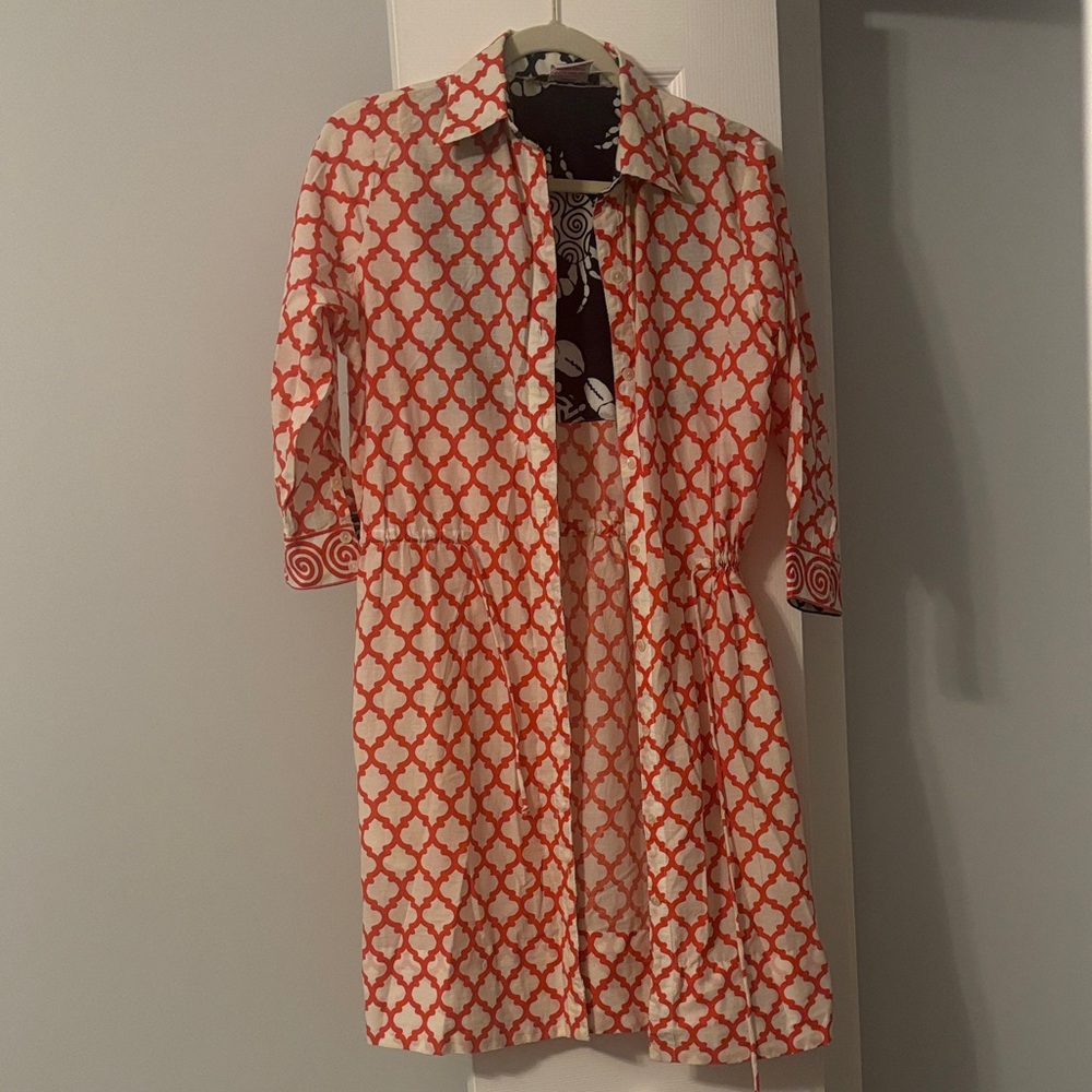 Gretchen Scott Designs Vibrant Orange Patterned Midi Dress